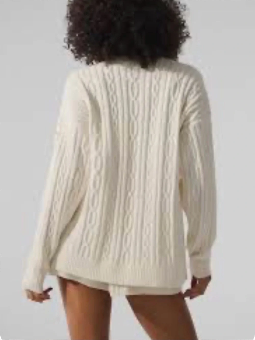 ALO Yoga Ivory Cable-Knit Open Cardigan